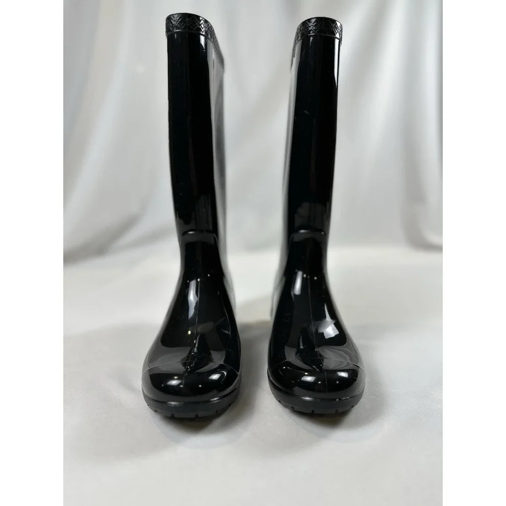 UGG Womens‎ Classic Shaye Tall Rain Rubber Boots High-Gloss Black Waterproof 6